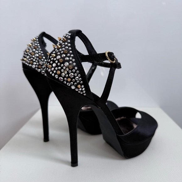 Steve Madden Stiletto Platform Gold & Silver Studded Heels - Picture 3 of 6